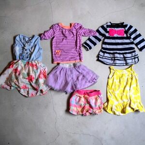 Baby Girl 12 Months Clothes Lot (6pc) Carter Cherokee Summer Dress Skirt Outfit